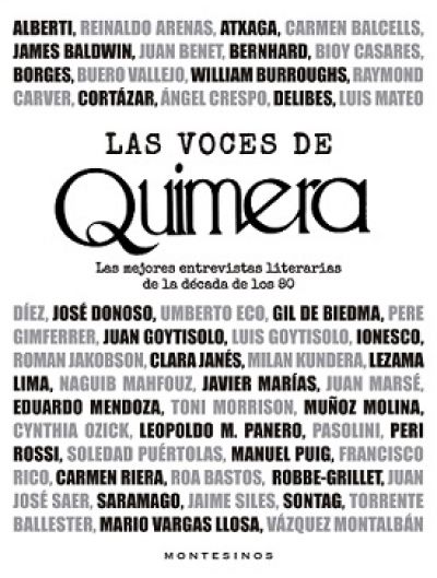 Portada de LAS VOCES DE QUIMERA. Las mejores entrevistas literarias de la década de los 80